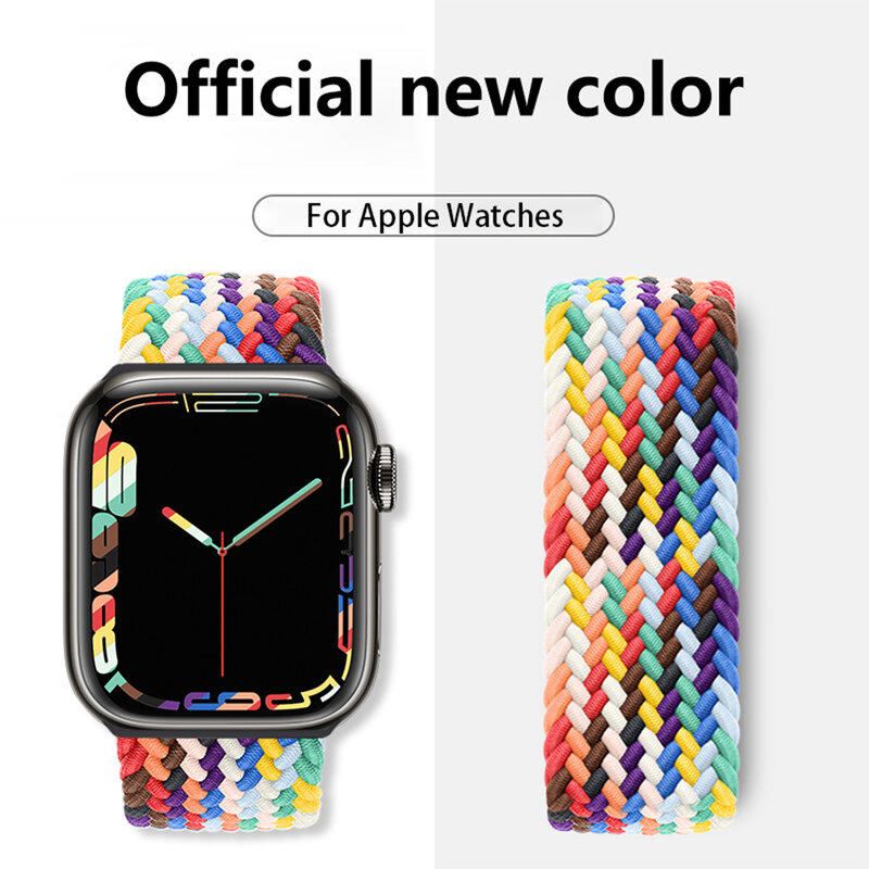 LEMFO Strap For Apple Watch band 40mm 38mm 41mm 7 6 SE 5 4 3 Nylon Braided solo loop Bracelet iWatch Serie 7 42mm 44mm 45mm band