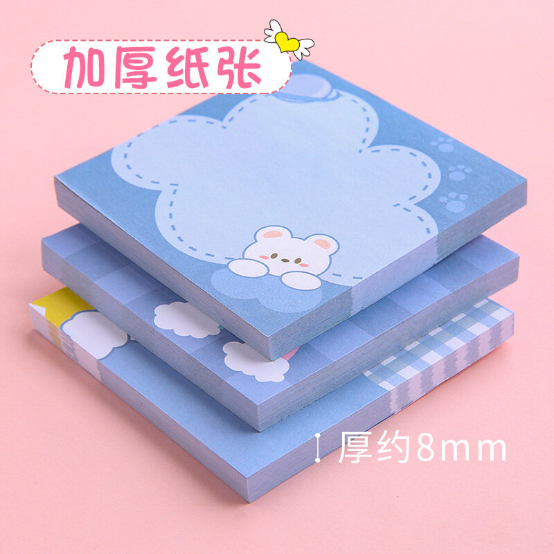 80Page Korean Ins Cartoon Sticky Notes Square Color Student Girl Hand Account Message Memo Pads Cute Office Planner Kawaii Decor
