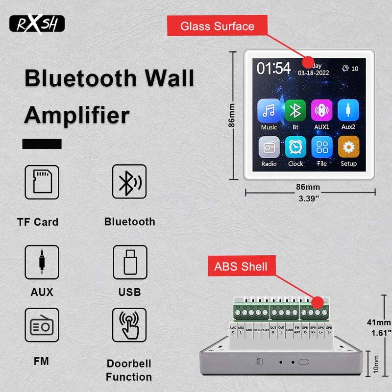 AMPLIFICADOR DE SONIDO Mini WiFi compatible con Bluetooth, pantalla táctil de pared, Audio, centro de música, TV, tableta inteligente, estéreo Digital, FM
