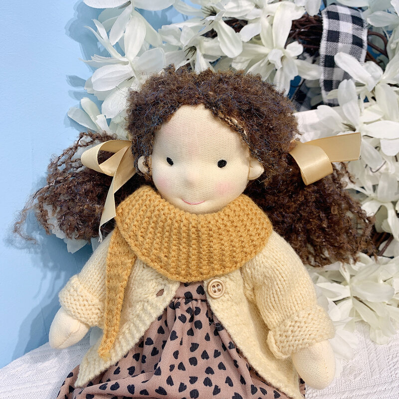 12" Waldorf Inspired Doll Handmade Stuffed Plush Doll Girl Toy Doll Children Cute Little Girl Dolls (Elisa)