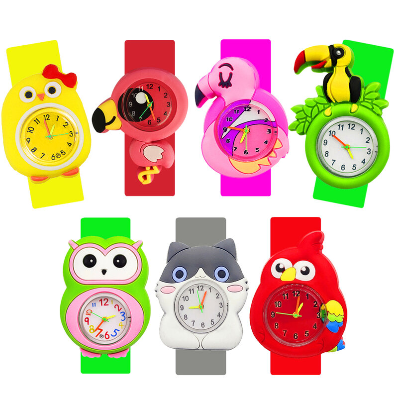 Fliegen Vogel Serie Kinder Uhr Cartoon Toucan Flamingo Uhr Mädchen Junge Kinder Uhren Uhr Baby Slap Armband Spielzeug Geburtstag Geschenk