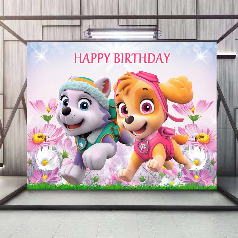 150x210cm Paw Patrol Cartoon Theme Background Cloth Children Birthday Party Photography Anime Figure Cloth Puppy Patrol Patrulla