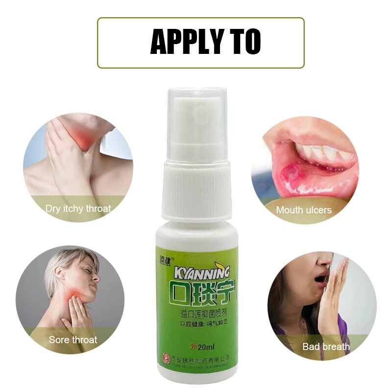 Spray de limpieza bucal de madreselva de 20ml, tratamiento de respiración fresca, ulcera, faringitis, dolor de muelas, mal aliento, protege la salud bucal, nuevo en