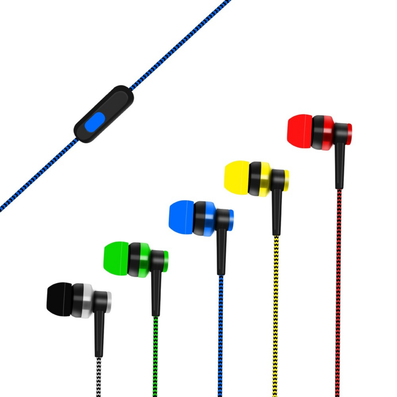 In-Ear Headsets 3.5mm Jack Subwoofer Sports Headphones Pattern Braided Line High Quality Mobile Phone Headset