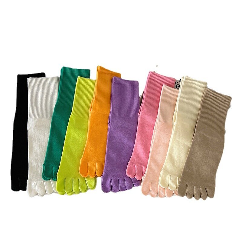 Chaussettes à cinq doigts pour femmes, couleur unie, invisibles, douces, respirantes, japonaises, couleur unie