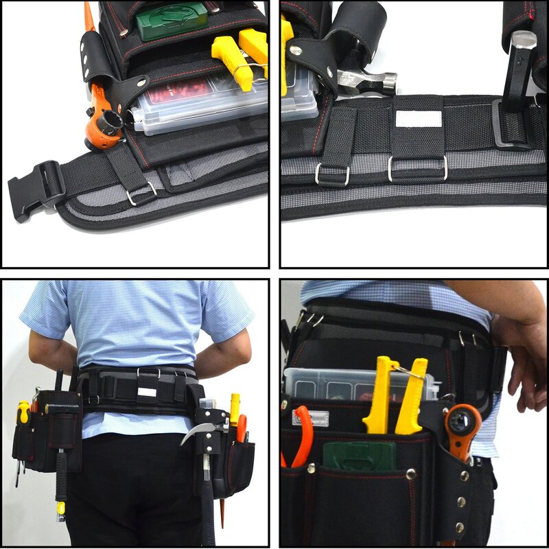Cinturón de cintura para electricista, herramienta acolchada, resistente y ajustable para bricolaje, carpintero, Joiner, reduce el peso de la cintura