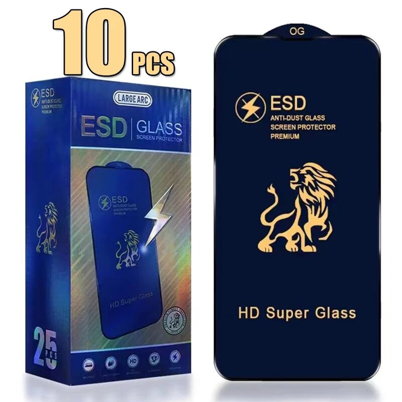 10 sztuk ESD szkło hartowane pełna osłona ekranu anty statyczna eksplozja filmu dla iPhone 14 13 12 11 pro max 6 7 8 plus x xs