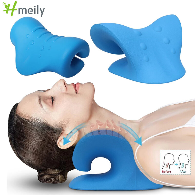 Pescoço maca calmante corrector relaxador massageador espuma de memória ortopédico cervical travesseiro chiropractic dispositivo do tratado alívio da dor