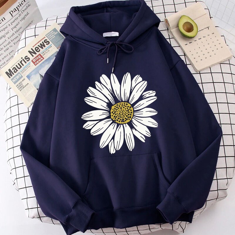 Engraçado daisy impresso hoodie para as mulheres nova moda outono e inverno pullovers senhoras criativo camisolas personalizadas