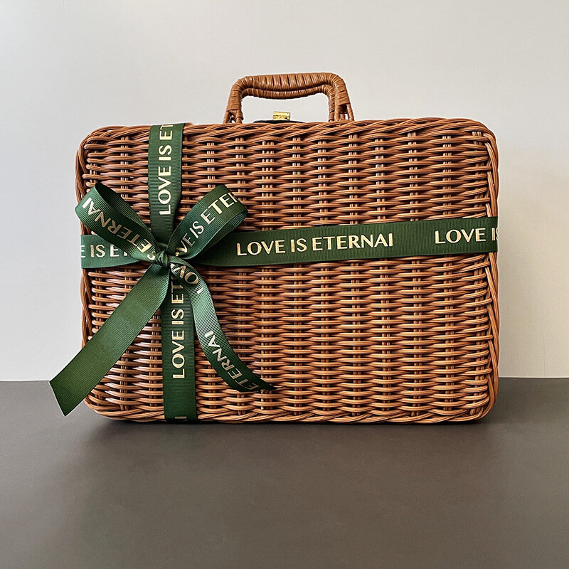 2023 New 12-inch Vintage Woven Storage Suitcase