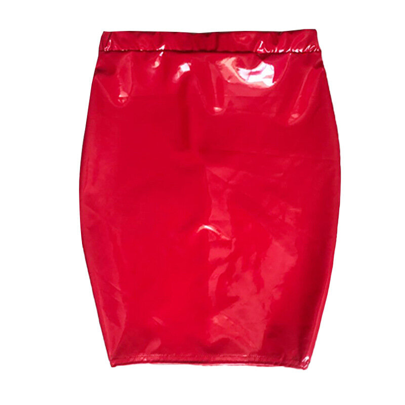 2022 slim women's skirt tight-fitting bright elastic skirt spring and summer mirror mid skirt high waist zipper bag skirt women