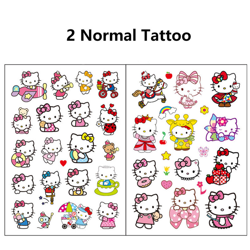 Pegatina de tatuaje temporal luminosa de Hello Kitty para niños, tatuajes falsos impermeables, arte corporal, cara, brazo, regalo de fiesta, bricolaje