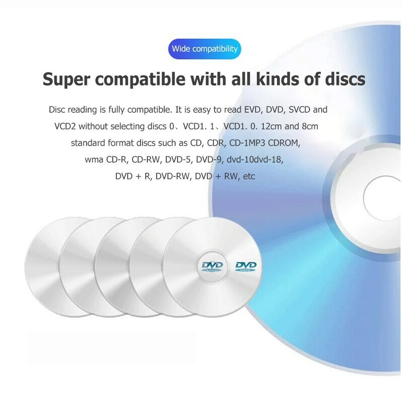 Graveur de DVD et CD externe USB 3.0, lecteur optique Plug-and-Play, accessoires pour ordinateur portable et de bureau, noir
