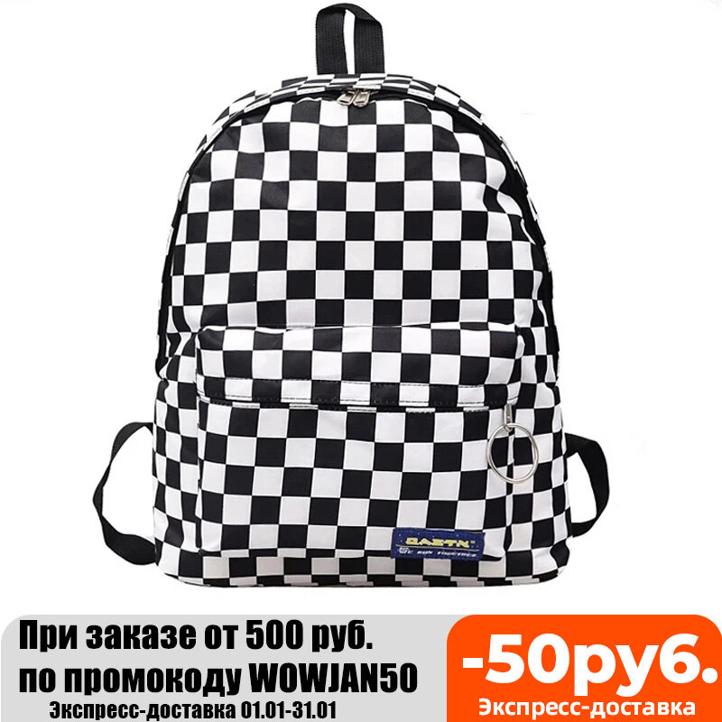 Unisex Plaid Nylon Female Travel Daypack Laptop Backpack Book Schoolbags Feminina School Casual Rucksack Women Bag 2019 Rugzak