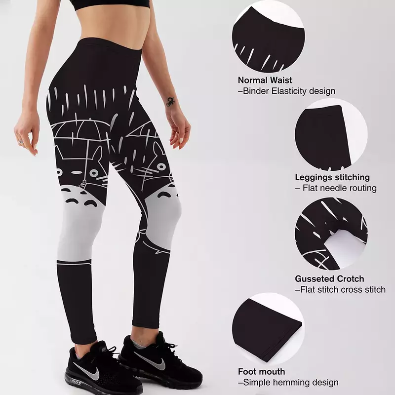 2018 gorąca sprzedaż legginsy damskie spodnie na lato Anime szynszyla wydrukowane na czarno legginsy Plus rozmiar S-XXXXL
