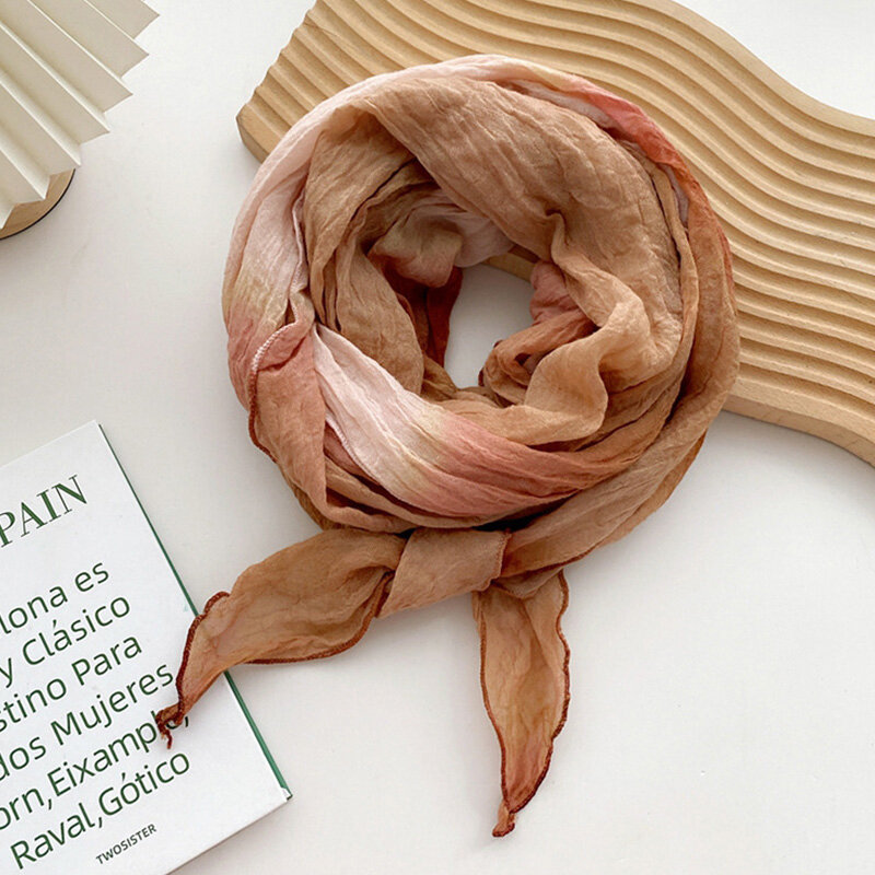 Шарф окрашенный в галстук для женщин, тонкие легсветильник складчатые хлопковые льняные шарфы, шаль, Пляжная накидка, 50*210 см