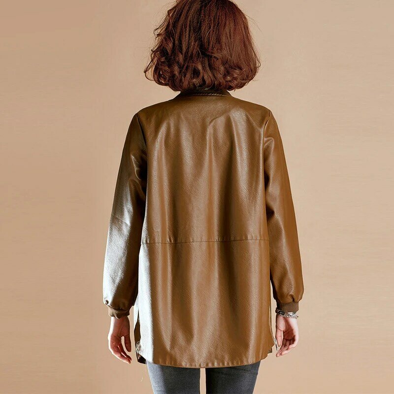 2022 giacca in pelle PU autunno e inverno da donna abbigliamento moto da donna giacca antivento con cerniera bella di alta qualità