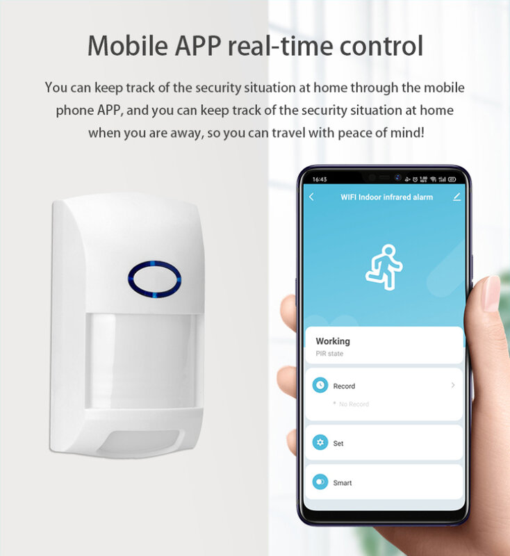 WiFi/Zigbee Tuya Detektor Inframerah Pintar Sensor Gerak Aplikasi Smartlife Sistem Alarm Pemberitahuan Jarak Jauh Bekerja dengan Alexa Google