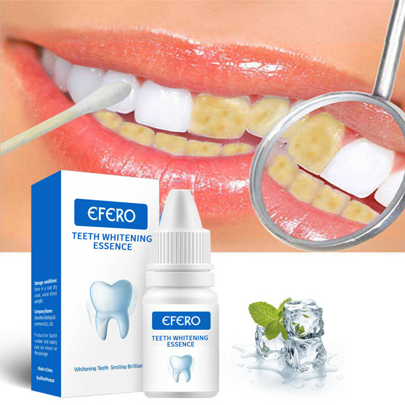 EFERO 치아 미백 본질은 플라크 얼룩을 제거합니다 구강 위생을 밝게 치아 검은 반점 혈청 표백제 치아 액체