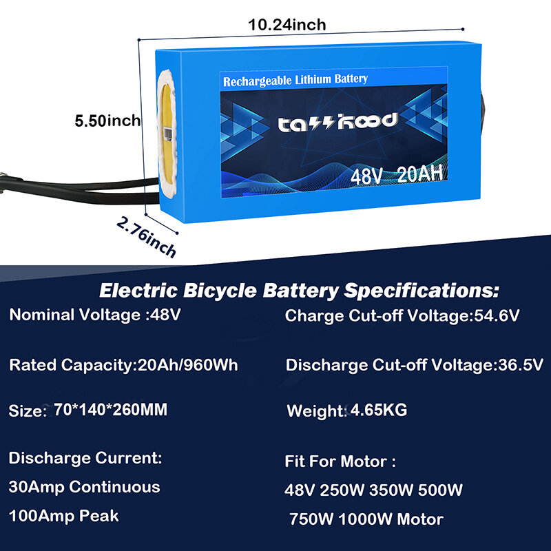 Bafang-batería de iones de litio para bicicleta eléctrica, Pila de Iones de litio de 48 V, 20Ah, 18650, 48 voltios, 1000W, 1500W, 750W, sin impuestos