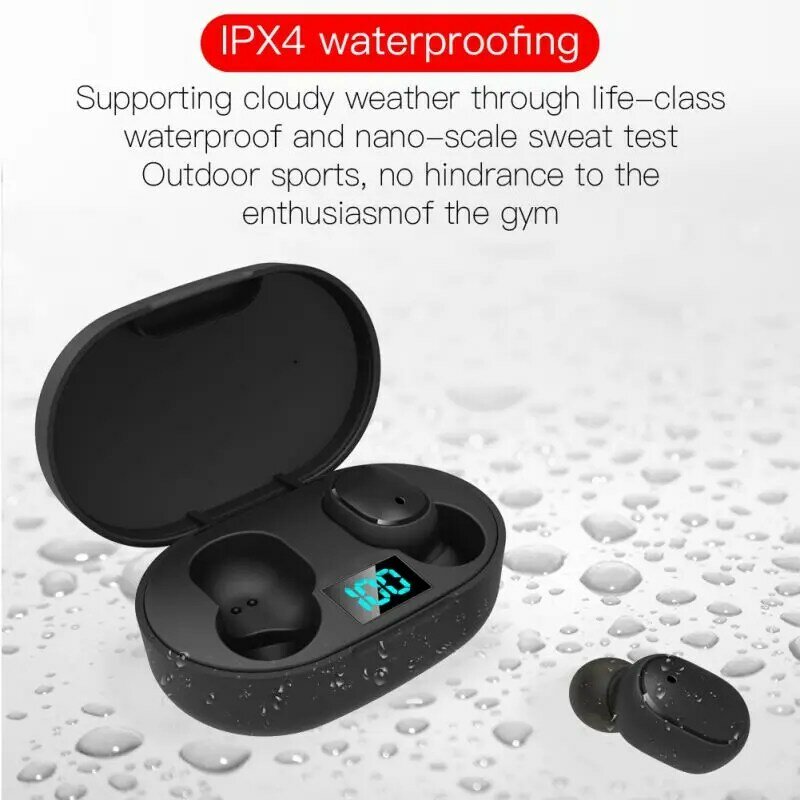 E6S TWS Bluetooth Kopfhörer Drahtlose Kopfhörer 5,0 Led-anzeige Button Control Ohrhörer Wasserdichte Noise Cancelling Headset PK A6S