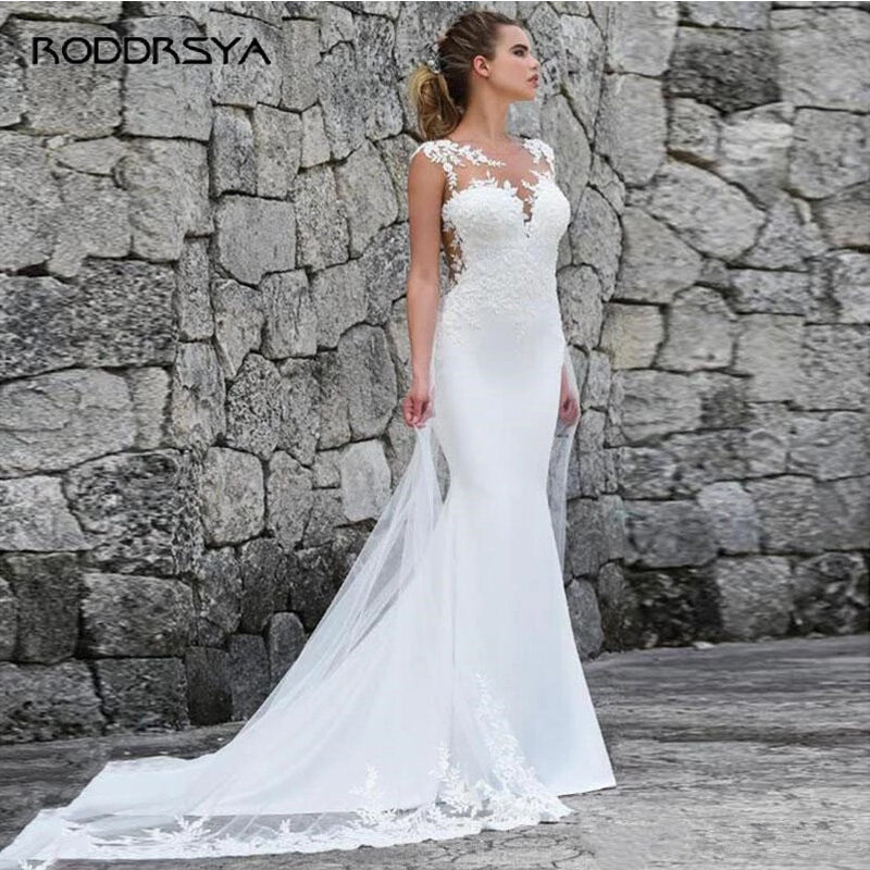 Женское свадебное платье-Русалка, кружевное длинное платье невесты с аппликацией, винтажное платье на заказ, модель 2022