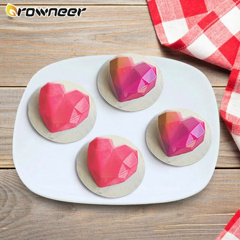 1/8 Cavity 3D Diamond Love Heart Shape Mold Silicone Chocolate Cookie Muffin Baking Tool Sponge Mousse Dessert Cake Decorating