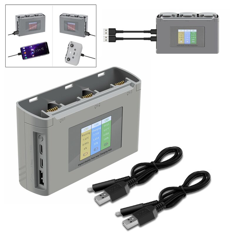 Chargeur de batterie pour Drone DJI Mini 2/Mini SE, chargement Intelligent Hub bidirectionnel