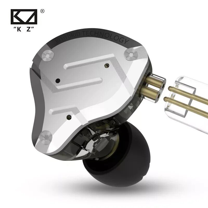 KZ-Metalowy, sportowy zestaw słuchawkowy hifi, hybrydowe słuchawki douszne z redukcją szumów, zns, pro, zst, as16, as12, as10, c16, zs10, 4ba, 1dd