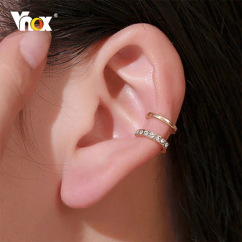 Vnox moda punk rock clip brincos para meninas femininas, alpinista orelha cartilagem osso clipes sem furo falso earing não piercing