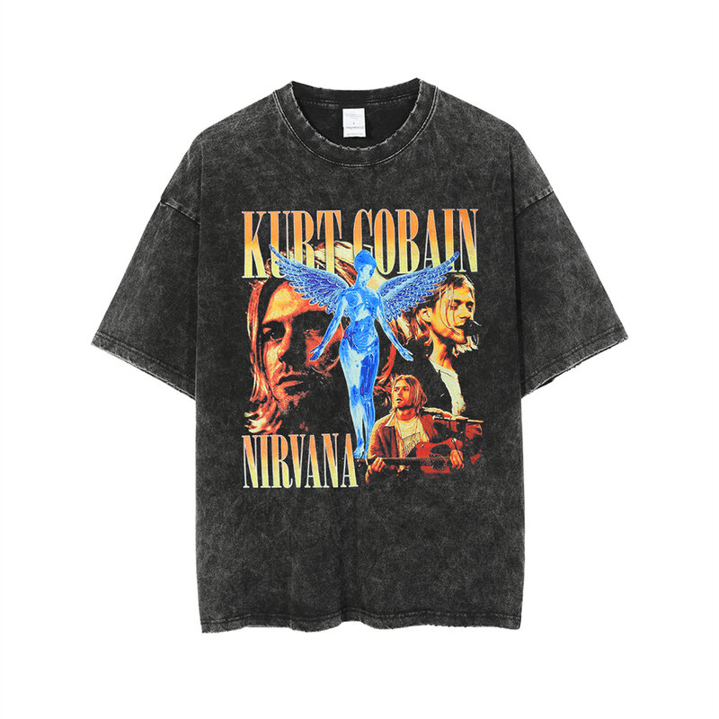 Hip-Hop koszulka męska Streetwear zespół rockowy nadruk liter T Shirt 2022 bawełniane, w stylu Harajuku luźna w stylu Retro Tshirt z krótkim rękawem topy koszulki
