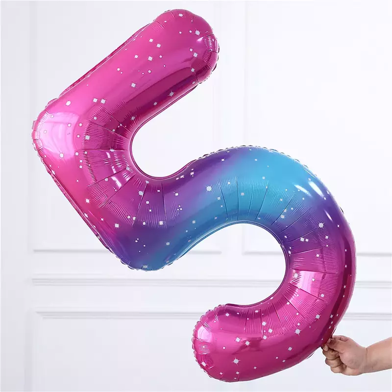 40 дюймов 0 1 2 3 4 5 6 7 8 9 розовые синие точечные фольгированные воздушные шары с цифрами и звездами декор для детского дня рождения