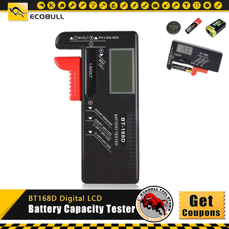 BT168D Digitale Batterie Kapazität Tester LCD Checker für 9V 1.5.V AA AAA Zelle C D Batterien diagnose werkzeug