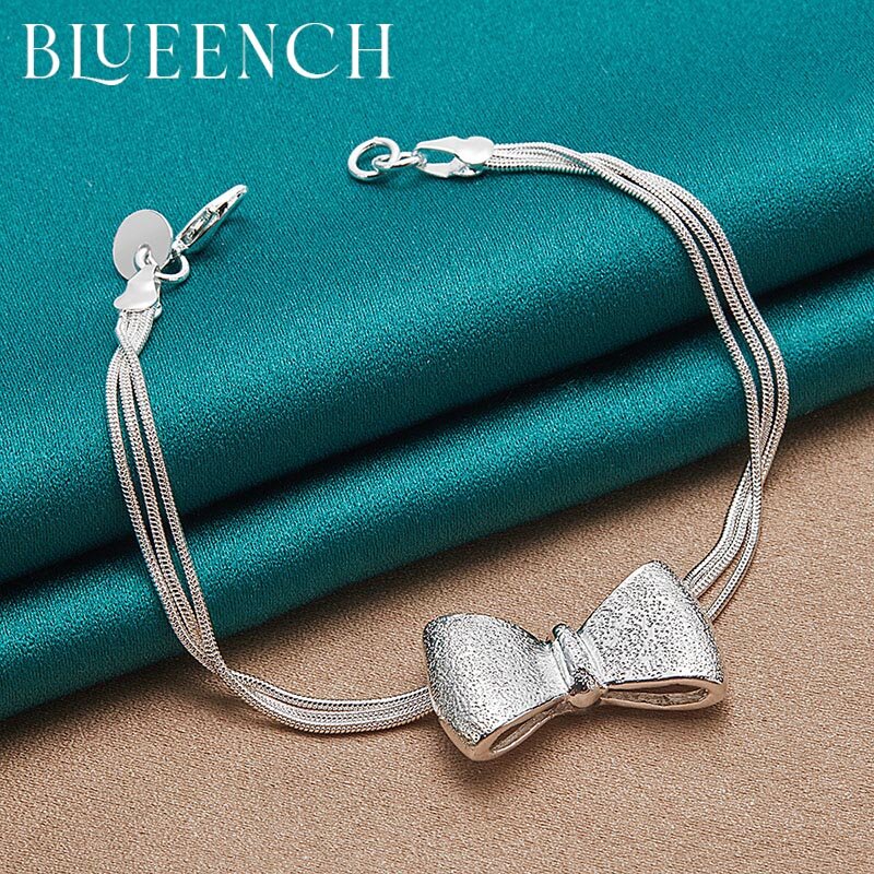 Blueench 925 prata esterlina arco pulseira de design de corrente múltipla para mulheres bonito moda redução de idade jóias