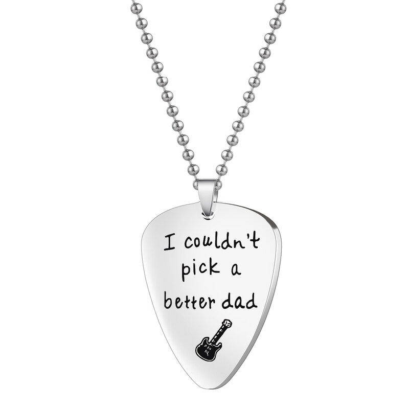 Llavero personalizado con púas de guitarra, collar de acero inoxidable, regalo para el Día del Padre