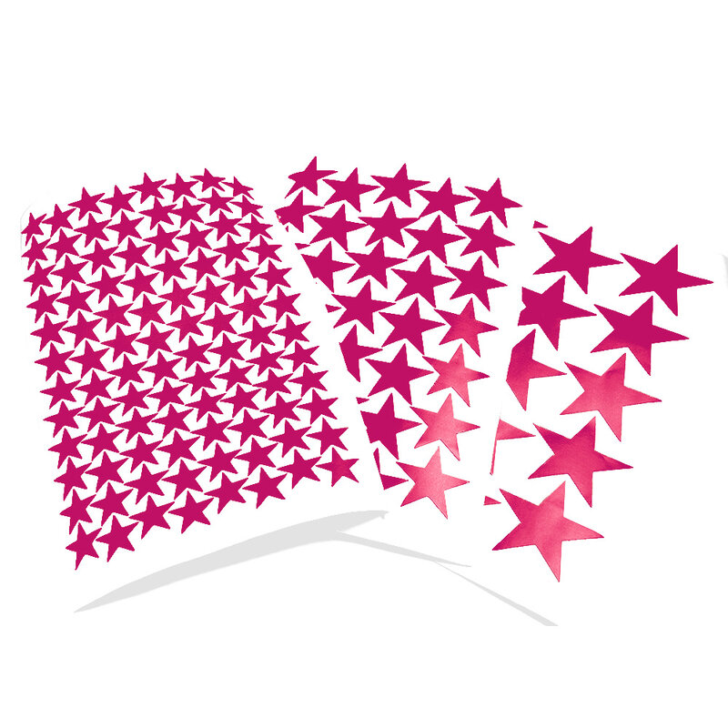 Pegatinas de vinilo de estrellas de Color rosa y Rojo para pared, calcomanía de PVC con troquelado mate, decoración de pared para habitación de niños, DIY, arte de pared, papelería, 3/5/7cm