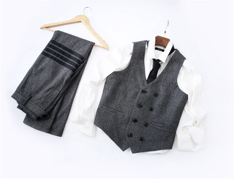 Britânico retro herringbone lã tweed fino tb terno colete terno de três peças