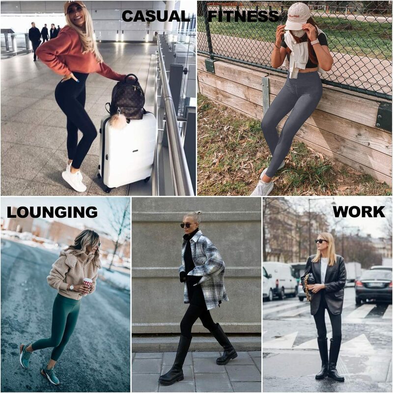 CAMPSNAIL 1/4 Pack High Waisted Leggings for Women- Soft Tummy Control Slimming Yoga Pants for Workout Running Reg & Plus Size