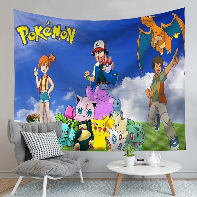 Pokemon Anime Pikachu Tapijt Muur Leuke Cartoon Gift Anime Bed Cover Strand Deken Home Decor Room Kids Geschenken