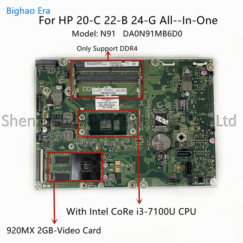 DA0N91MB6D0สำหรับ HP 22-B 20-C 24-G All-In-One เมนบอร์ด Intel I3/I5 CPU 920MX 2GB GPU 848949-006 848949-610 848949-005/609