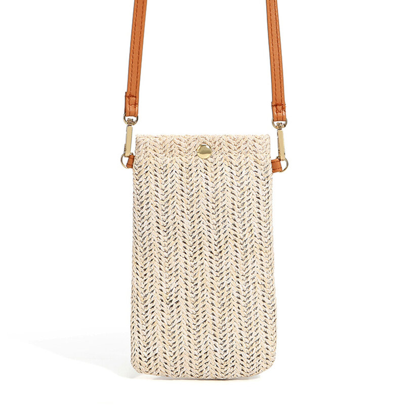 Модная Плетеная соломенная женская сумка-мессенджер через плечо, летняя пляжная сумка из ротанга в богемном стиле, маленькая однотонная кошелек для мелочи
