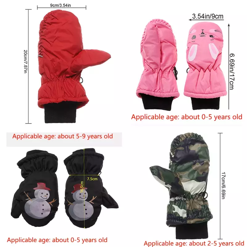 1 para nowa moda dzieci dzieci zima śnieg ciepłe rękawiczki chłopcy dziewczęta narciarskie wiatroszczelne wodoodporne zagęścić rękawiczki utrzymuj palec ciepły
