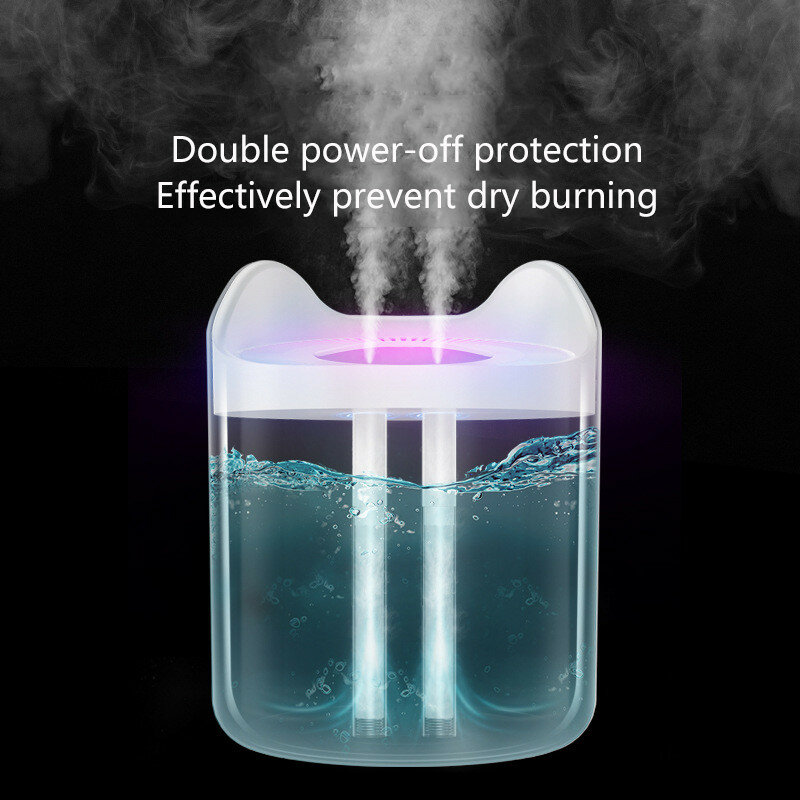 Nieuwe Dubbele Nozzle Luchtbevochtiger 4.5L Mist Maker Broadcast Aromatherapie Etherische Olie Diffuser Met Led Licht Huis Luchtbevochtigers