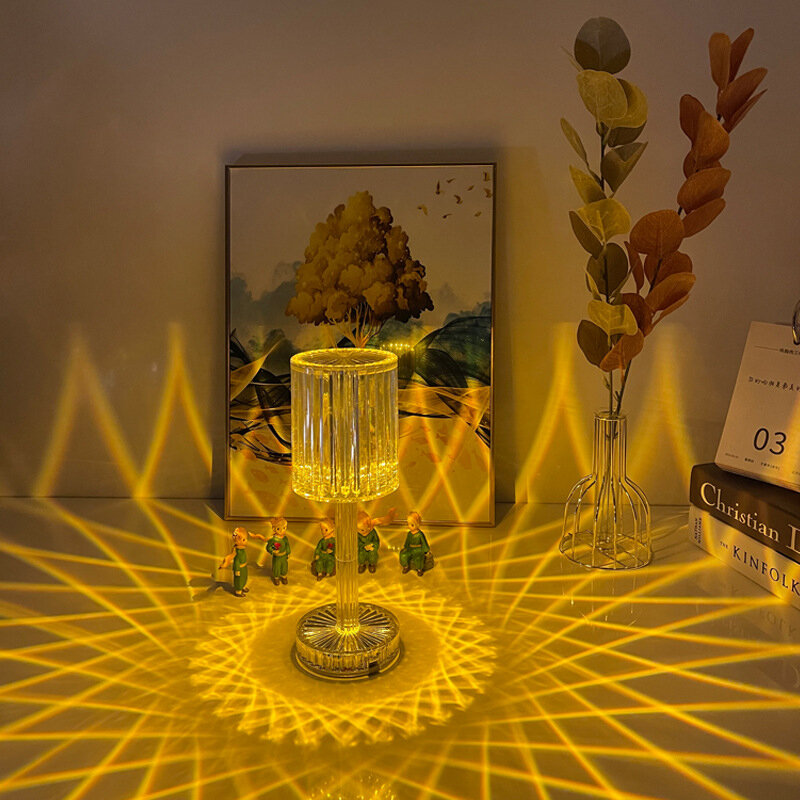 Lámpara de mesa de cristal con Control remoto, lámpara de noche acrílica recargable, luz LED de noche, decoración de habitación