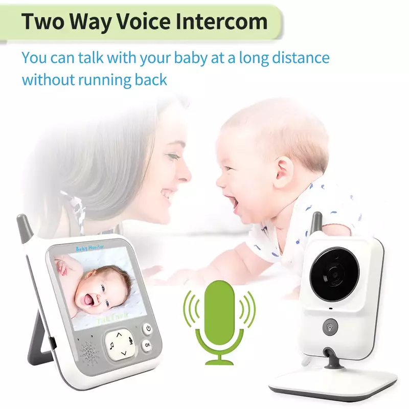 Taktark 3.2 polegada cor de vídeo sem fio monitor do bebê luz da noite portátil bebê babá câmera segurança ir led night vision intercom