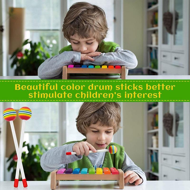 Baquetas de espuma de 8 piezas para niños y adultos, mazo de tambor de Piruleta de arcoíris, juguete suave, accesorios de instrumentos de percusión para edades tempranas