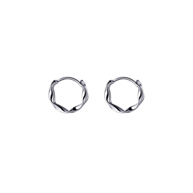 Gioielli in argento 925 con orecchini Mobius spirale twist line fibbia per l'orecchio temperamento corto da donna gioielli per tutte le partite