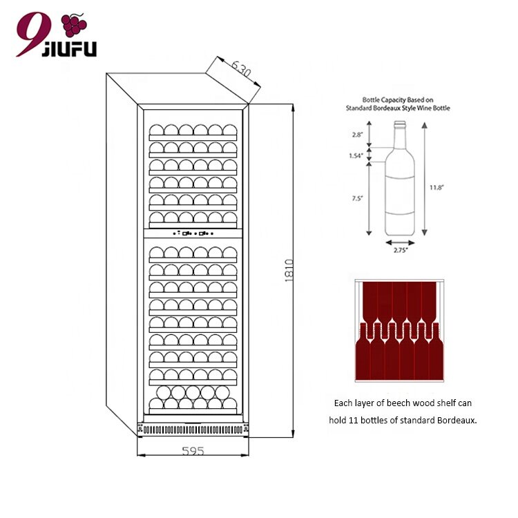 Dual Zone,420 Liters 165 Bottles Compressor Wine Cooler Refrigerator