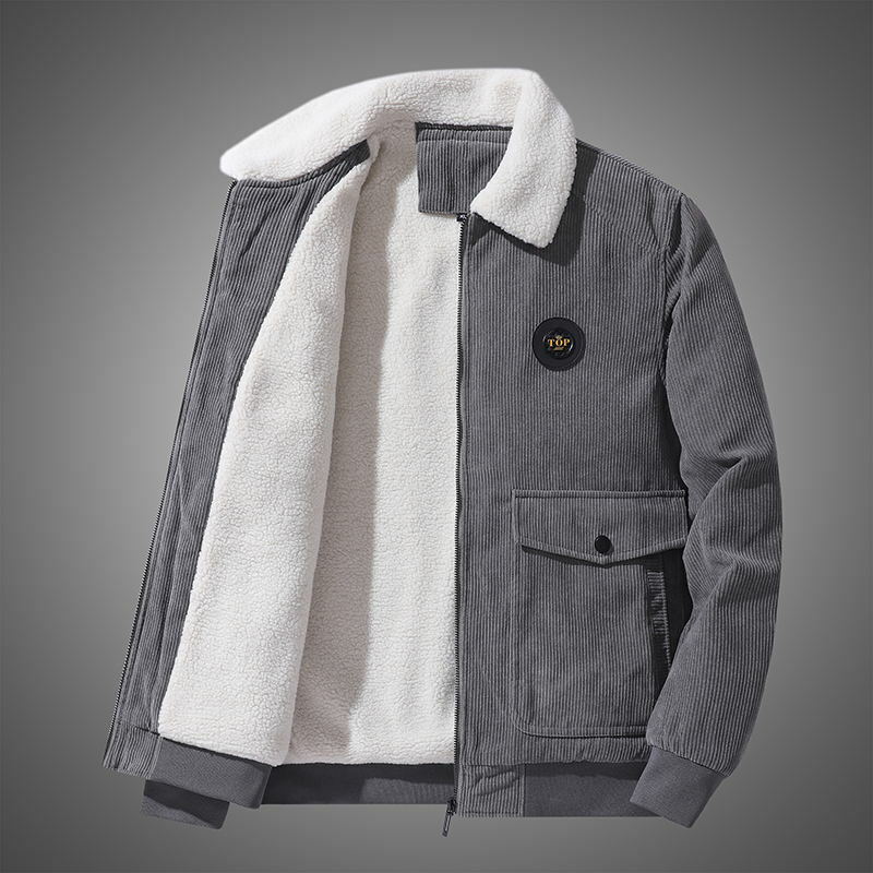 Casaco de inverno casaco de lã de lã de espessura quente casaco de lã de inverno masculino de bolso de moda à prova de vento parka