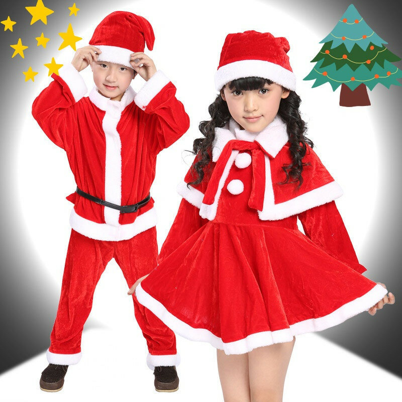 เสื้อผ้าเด็กเด็กเครื่องแต่งกายคริสมาสต์ปีใหม่ชุดเสื้อผ้าซานตาคลอส Baju anak หมวกเด็กผู้หญิง, เสื้อฟลีซ + กางเกง + กางเกง